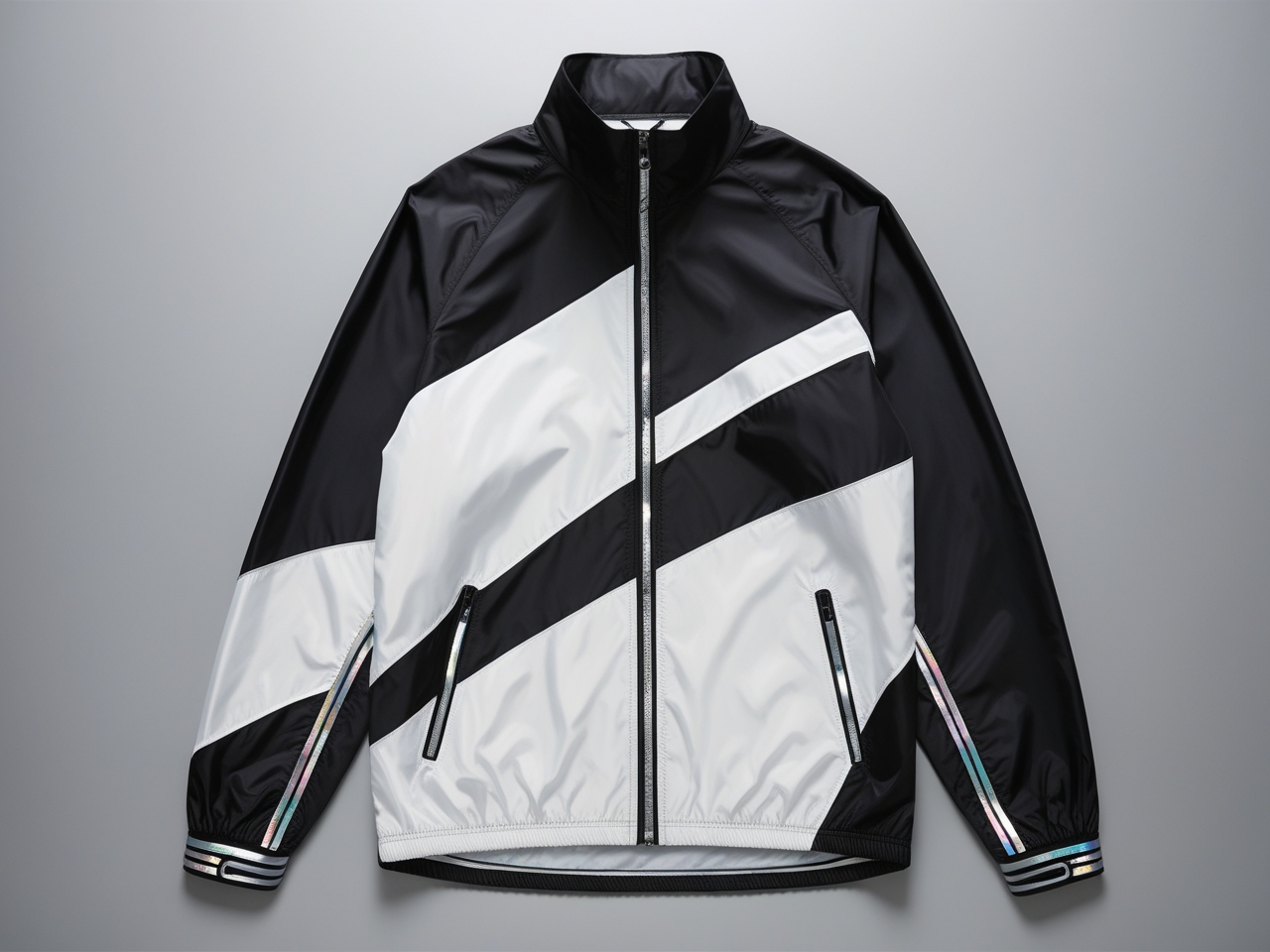 Mens Black And White Windbreaker