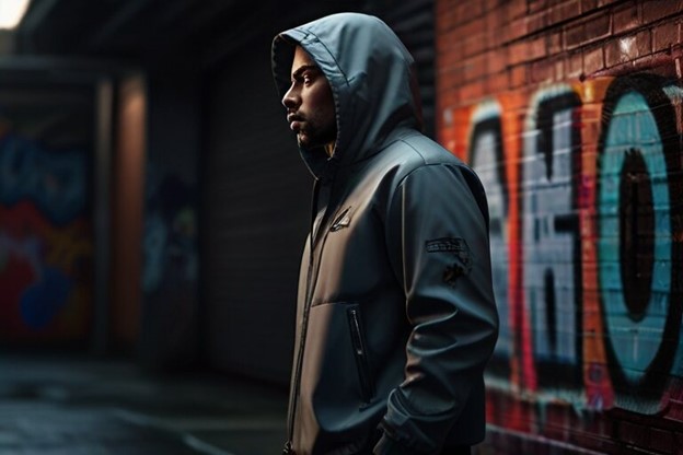 Grey and Black Windbreaker