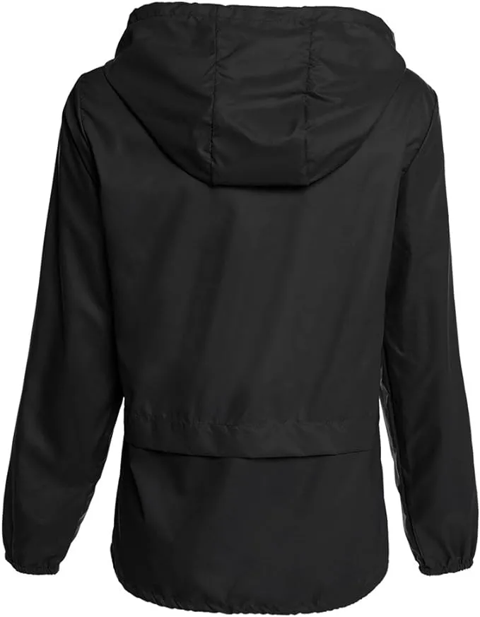 Black Windbreaker Jacket with Hood